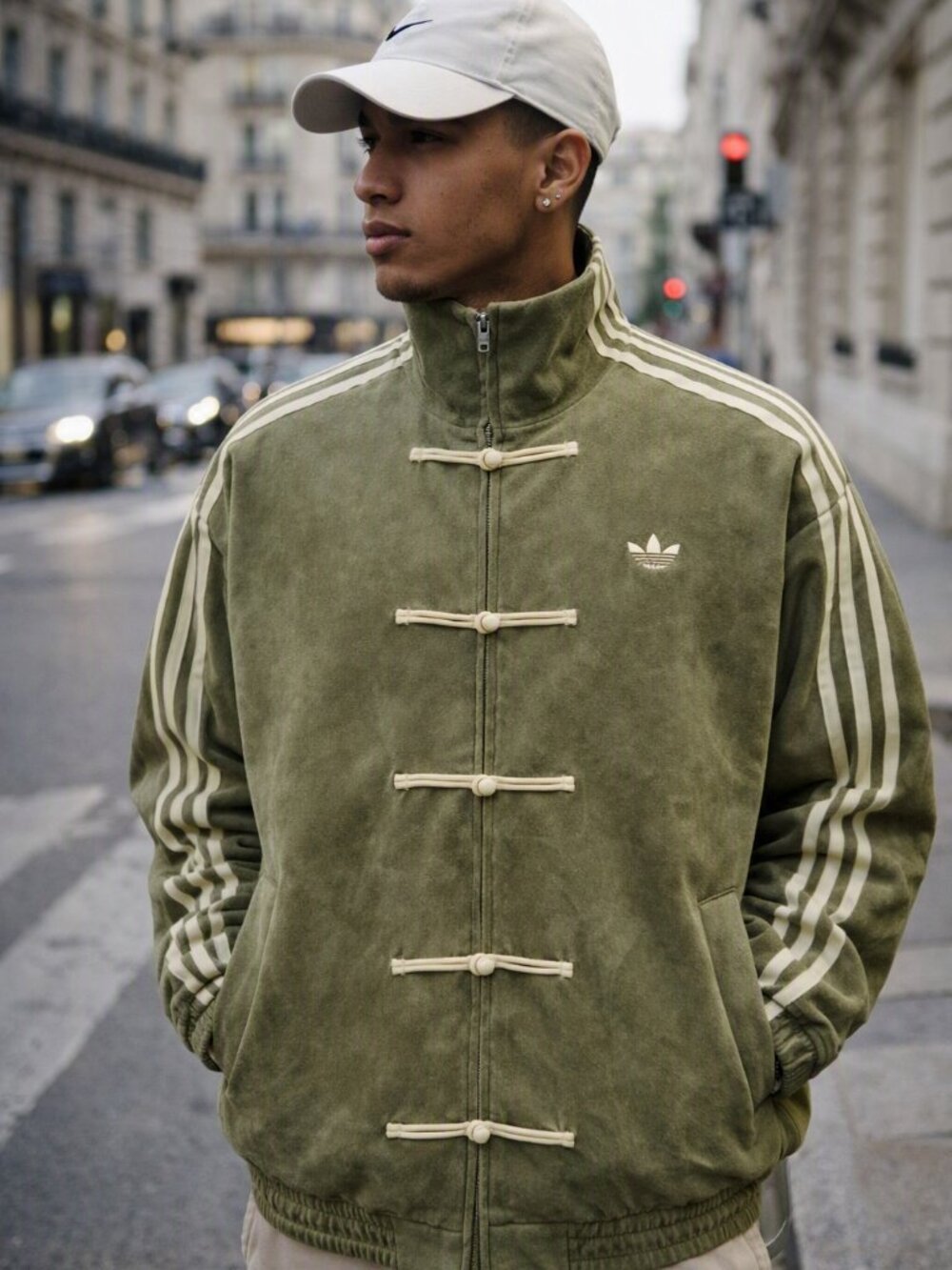 Adidas Originals Olive Green Track Jacket Chinese Knot Closures Size L